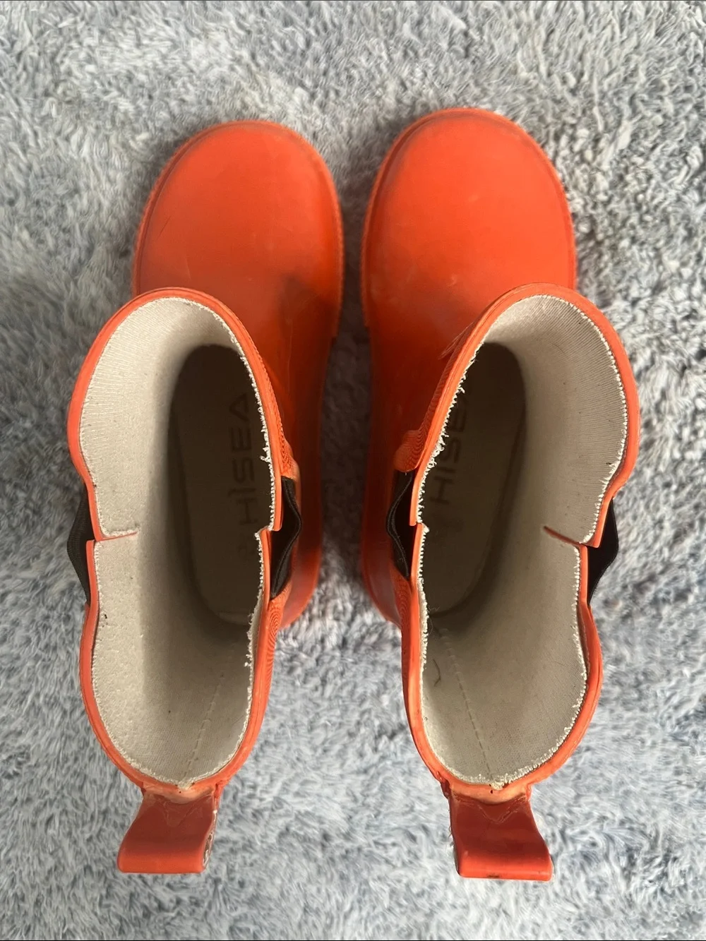 HISEA Kids Orange Short Rain Boots Unisex Size 12